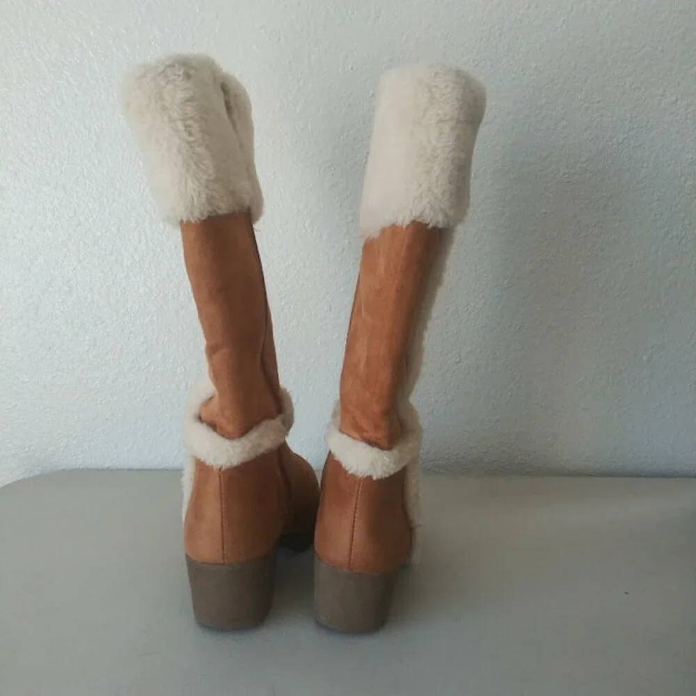 Rampage girls size 2 brown and white knee high boots